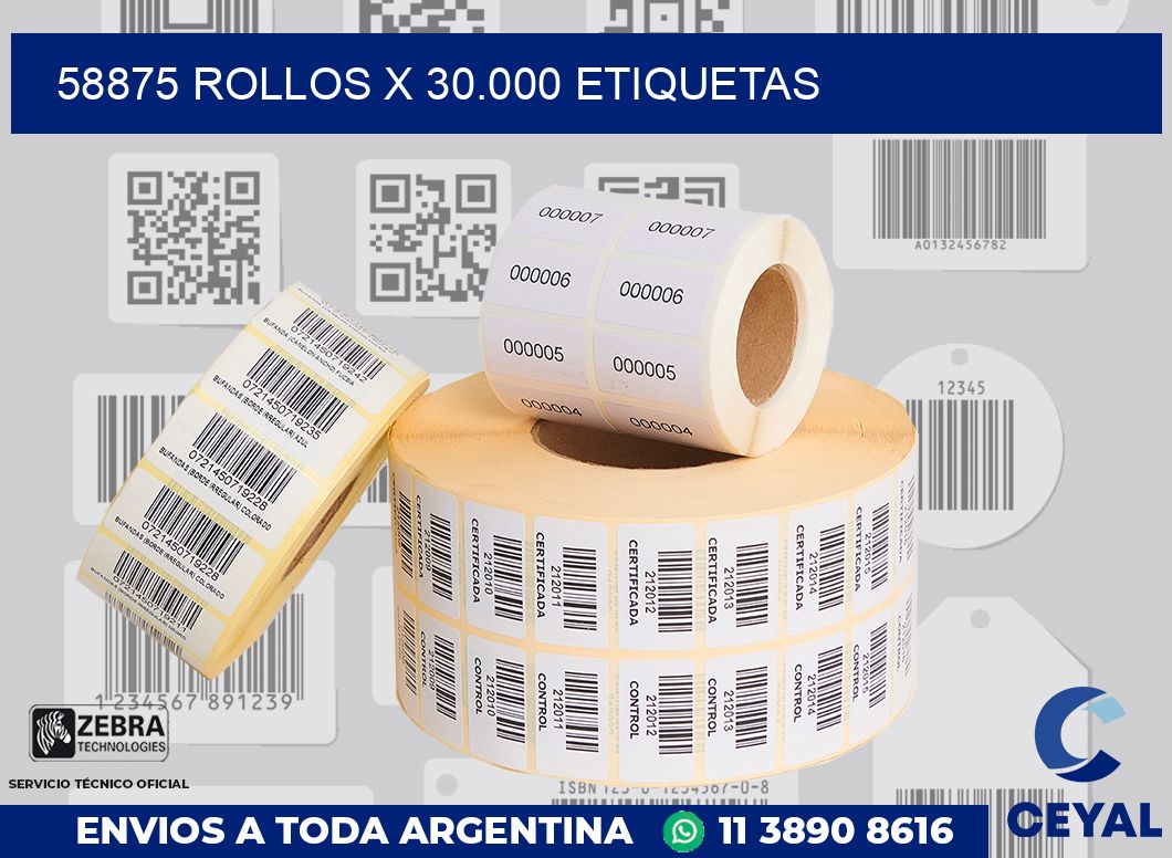 58875 Rollos x 30.000 etiquetas