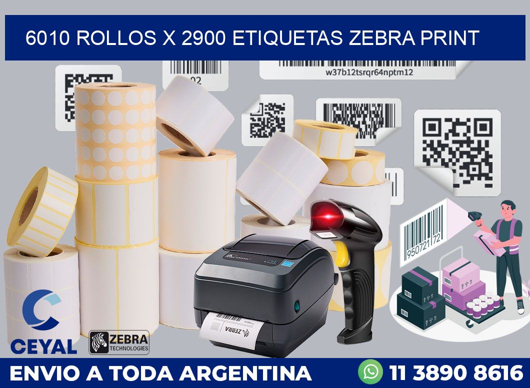 6010 Rollos x 2900 etiquetas zebra print