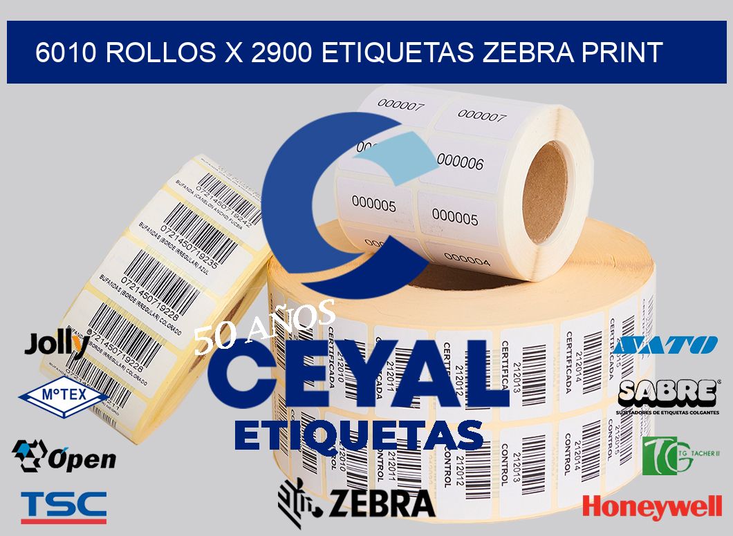 6010 Rollos x 2900 etiquetas zebra print