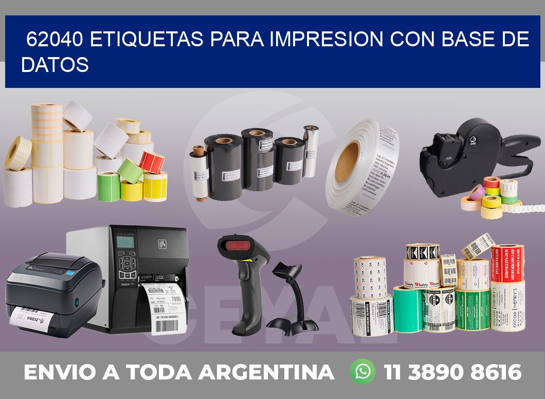 62040 ETIQUETAS PARA IMPRESION CON BASE DE DATOS