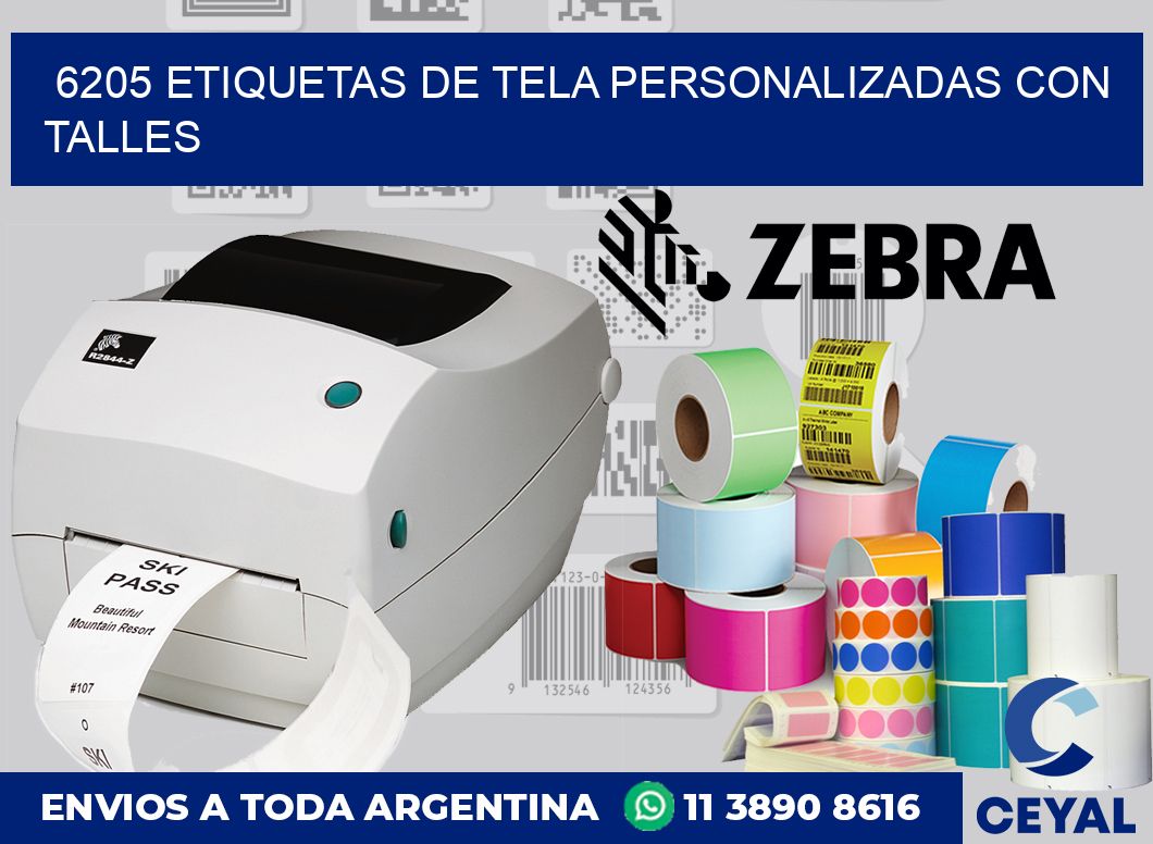 6205 ETIQUETAS DE TELA PERSONALIZADAS CON TALLES