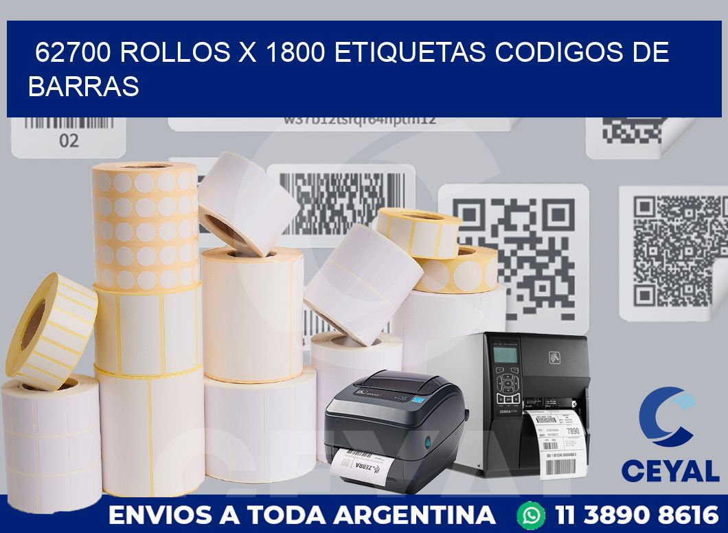 62700 Rollos x 1800 etiquetas codigos de barras