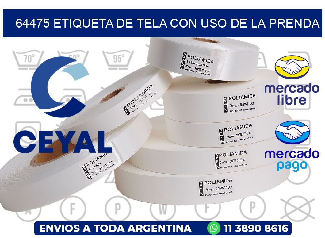64475 ETIQUETA DE TELA CON USO DE LA PRENDA
