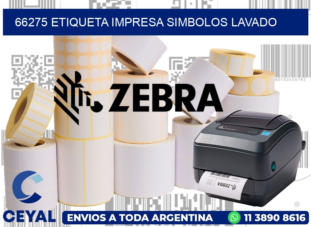 66275 ETIQUETA IMPRESA SIMBOLOS LAVADO