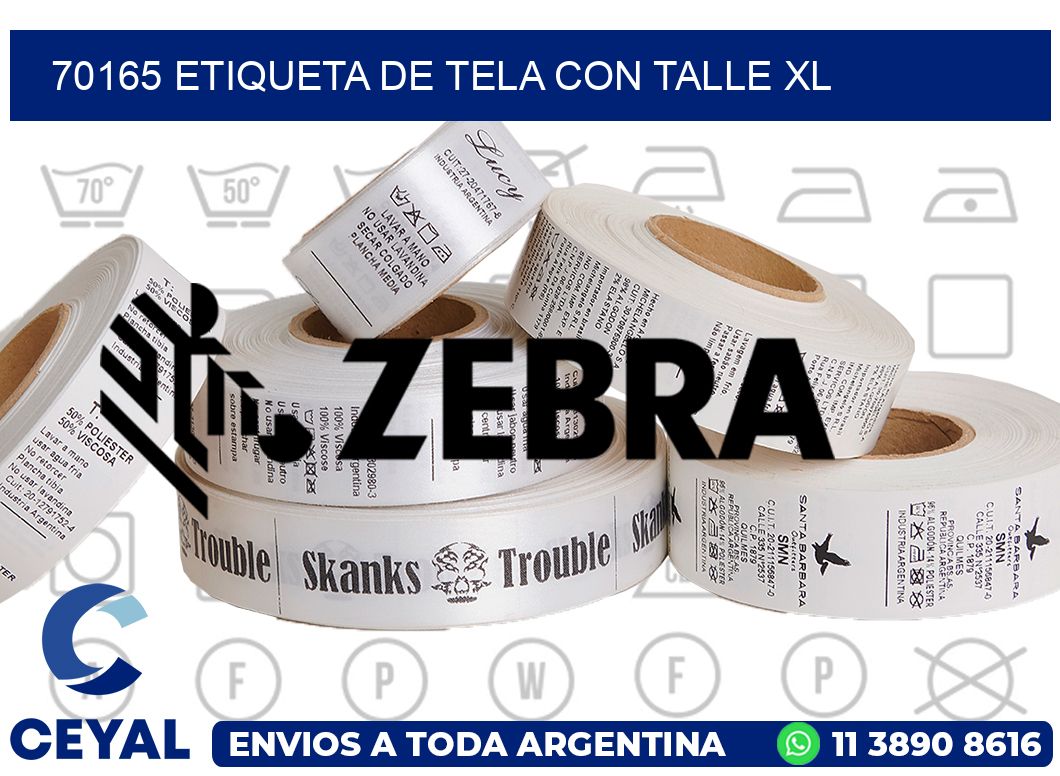 70165 ETIQUETA DE TELA CON TALLE XL