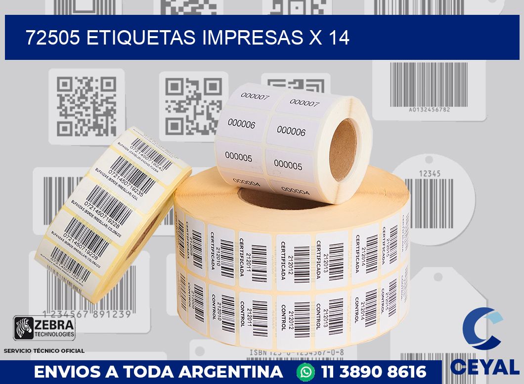 72505 Etiquetas impresas x 14