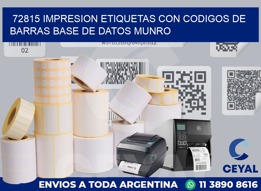 72815 IMPRESION ETIQUETAS CON CODIGOS DE BARRAS BASE DE DATOS MUNRO