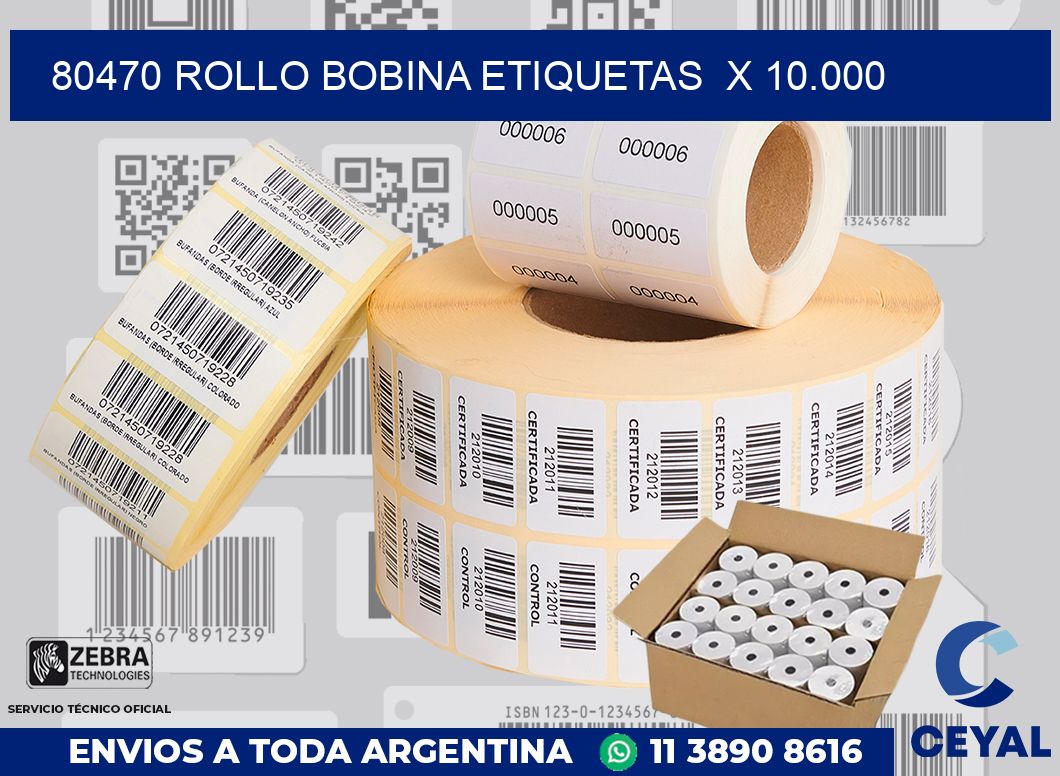 80470 Rollo bobina etiquetas  x 10.000