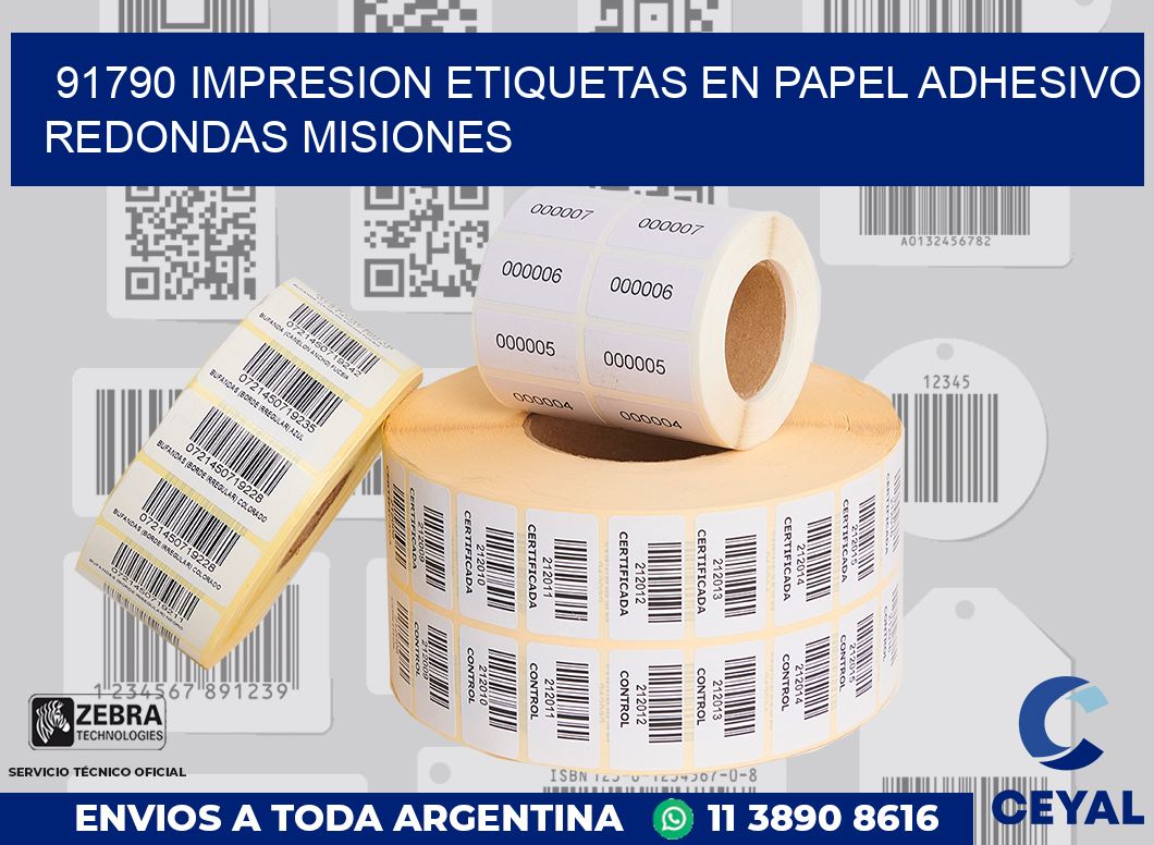 91790 IMPRESION ETIQUETAS EN PAPEL ADHESIVO REDONDAS MISIONES