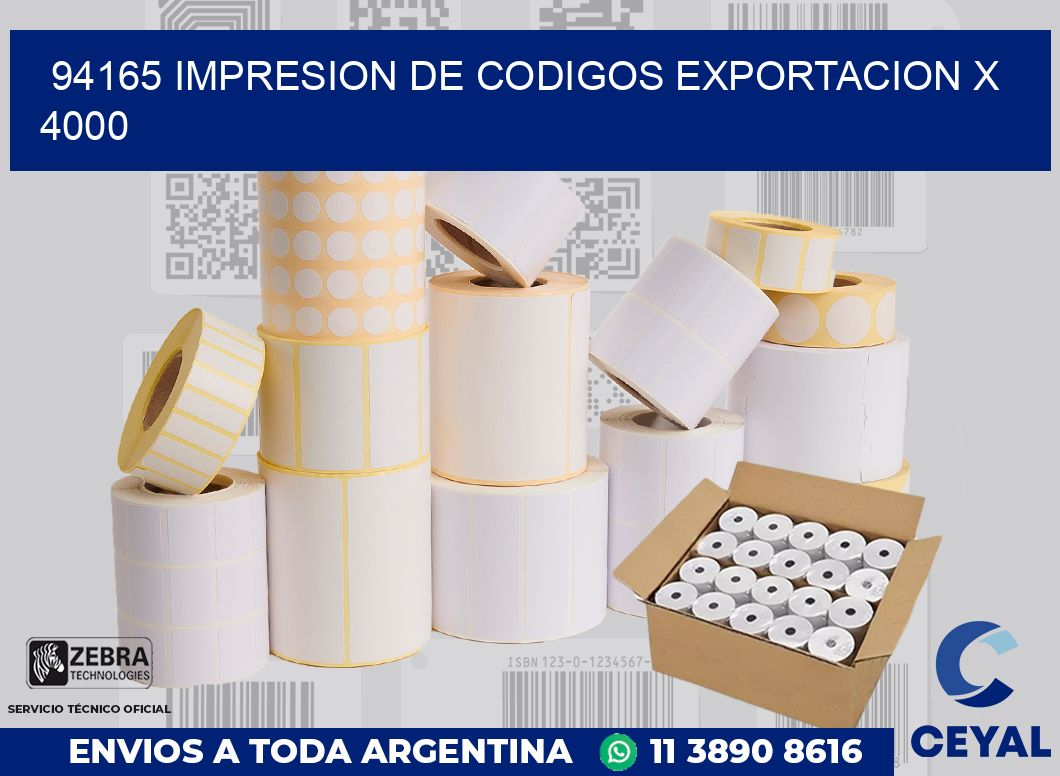 94165 impresion de codigos exportacion x 4000