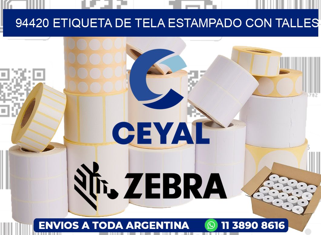 94420 ETIQUETA DE TELA ESTAMPADO CON TALLES