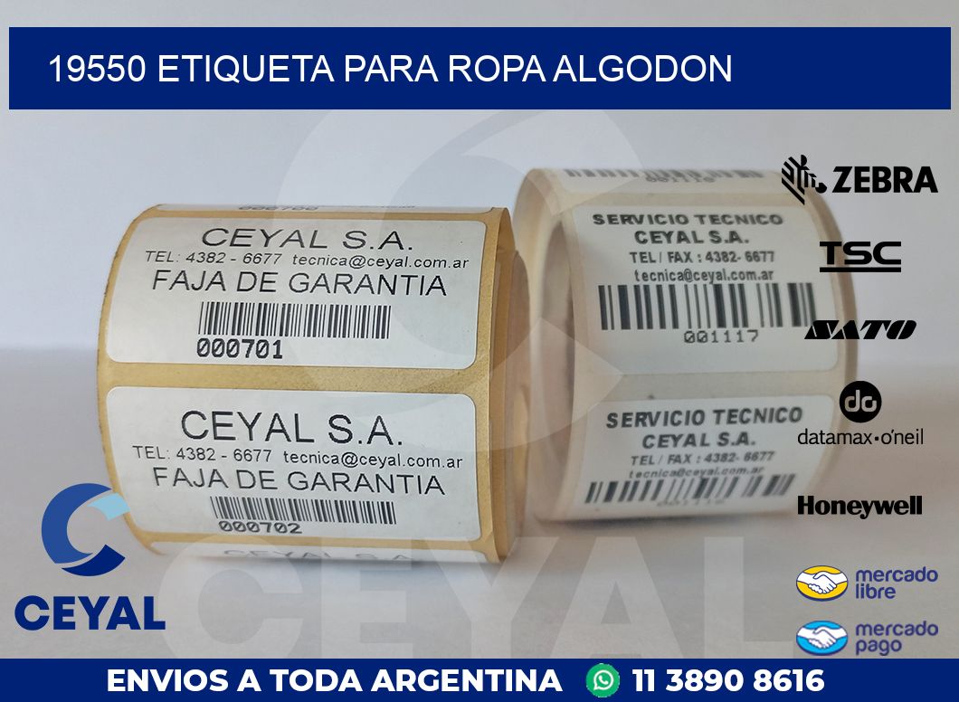 19550 ETIQUETA PARA ROPA ALGODON