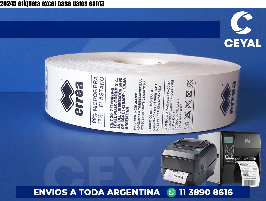 20245 etiqueta excel base datos ean13