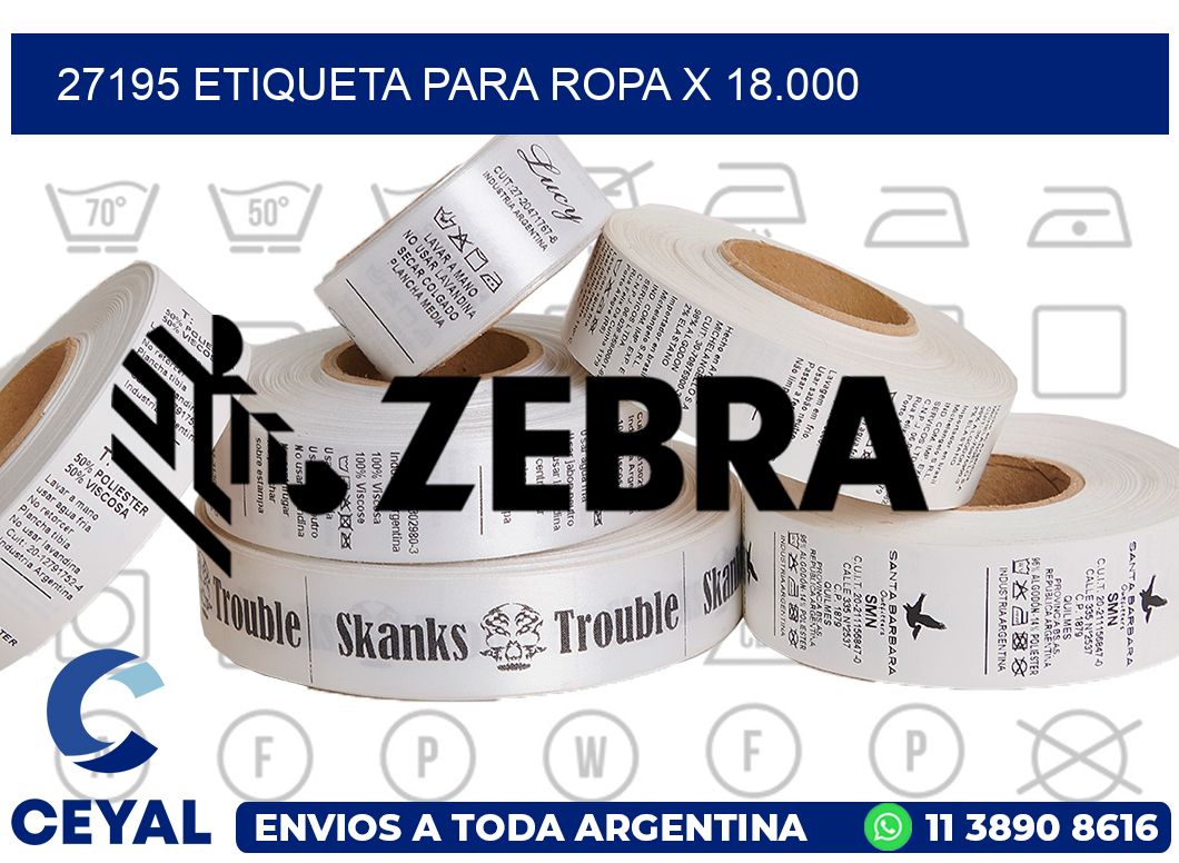 27195 ETIQUETA PARA ROPA X 18.000