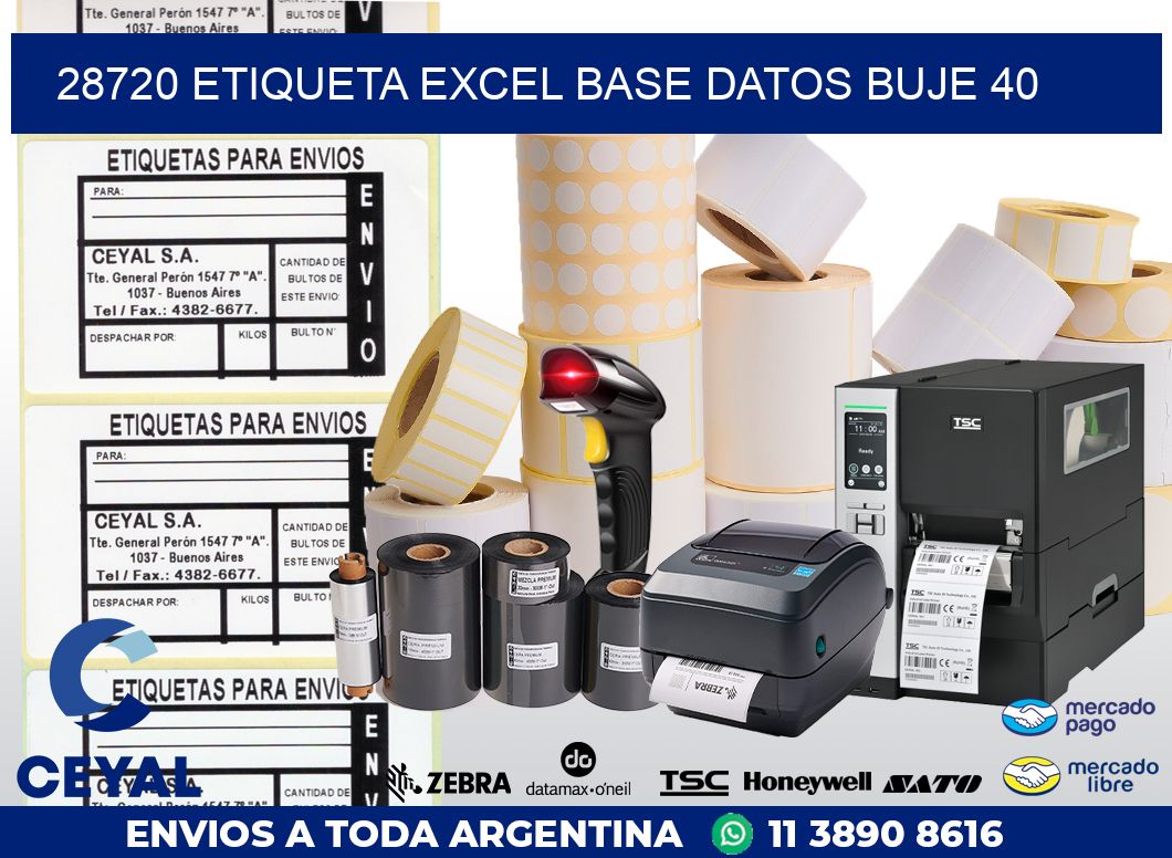 28720 etiqueta excel base datos buje 40