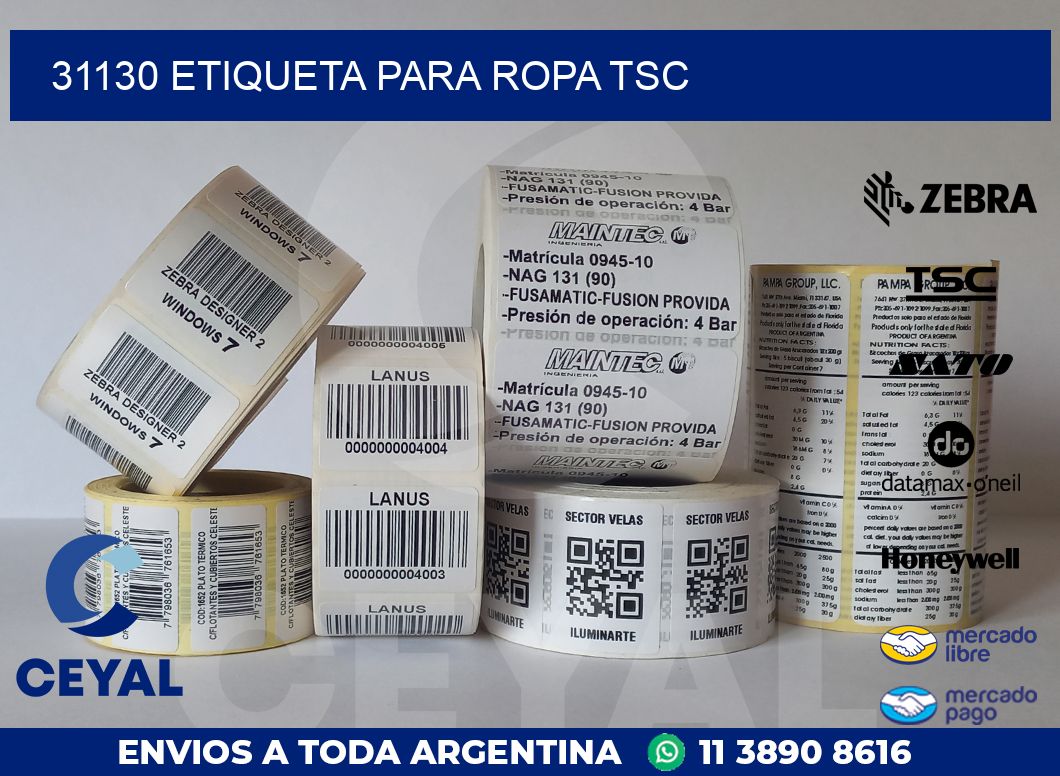 31130 ETIQUETA PARA ROPA TSC