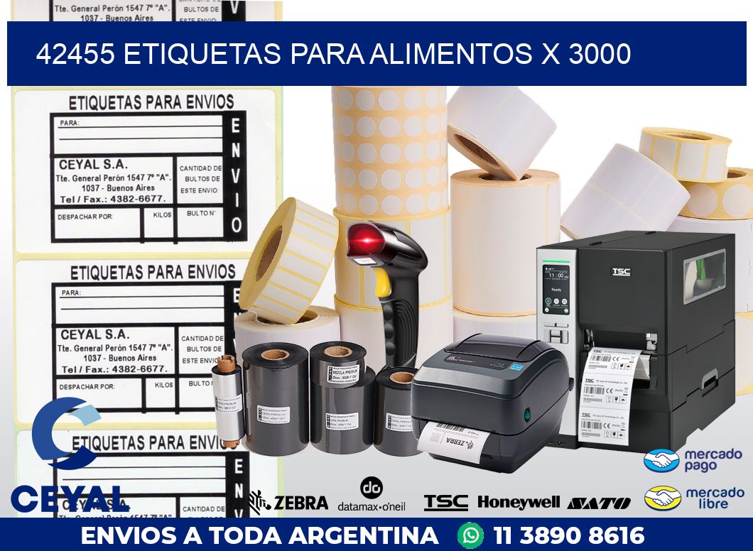 42455 ETIQUETAS PARA ALIMENTOS x 3000