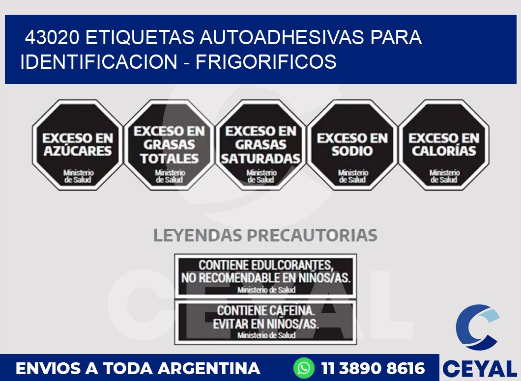 43020 ETIQUETAS AUTOADHESIVAS PARA IDENTIFICACION - FRIGORIFICOS