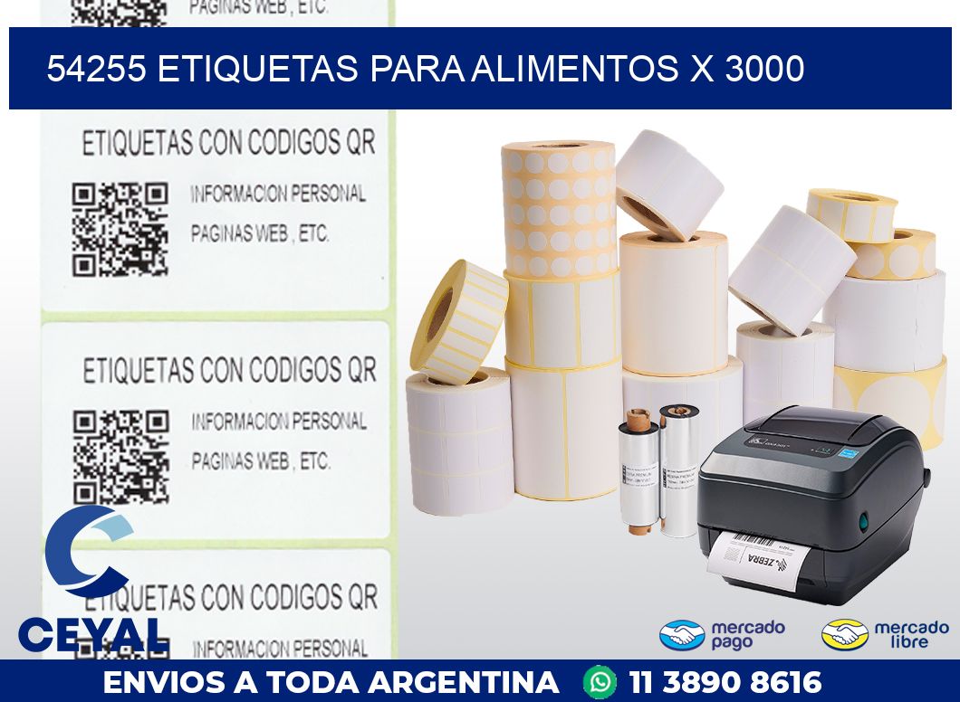 54255 ETIQUETAS PARA ALIMENTOS x 3000