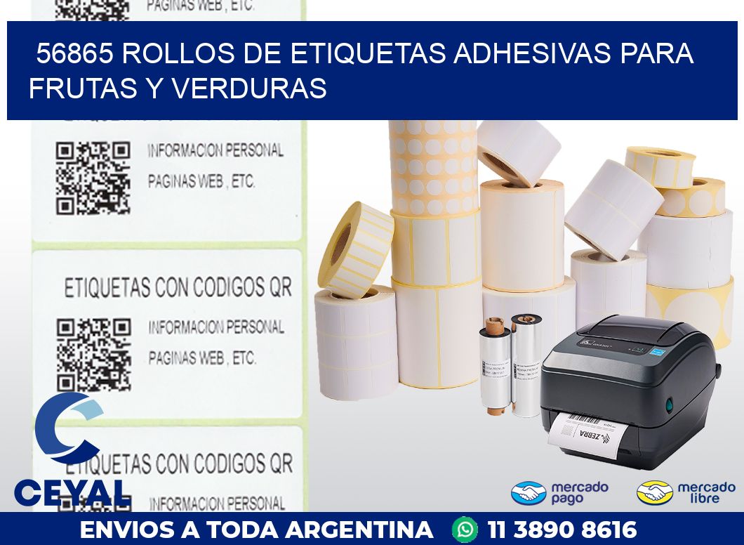 56865 ROLLOS DE ETIQUETAS ADHESIVAS PARA FRUTAS Y VERDURAS