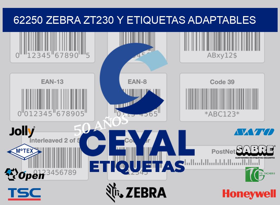 62250 Zebra ZT230 y Etiquetas Adaptables