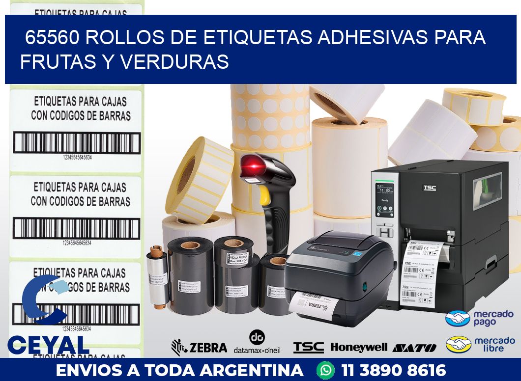 65560 ROLLOS DE ETIQUETAS ADHESIVAS PARA FRUTAS Y VERDURAS