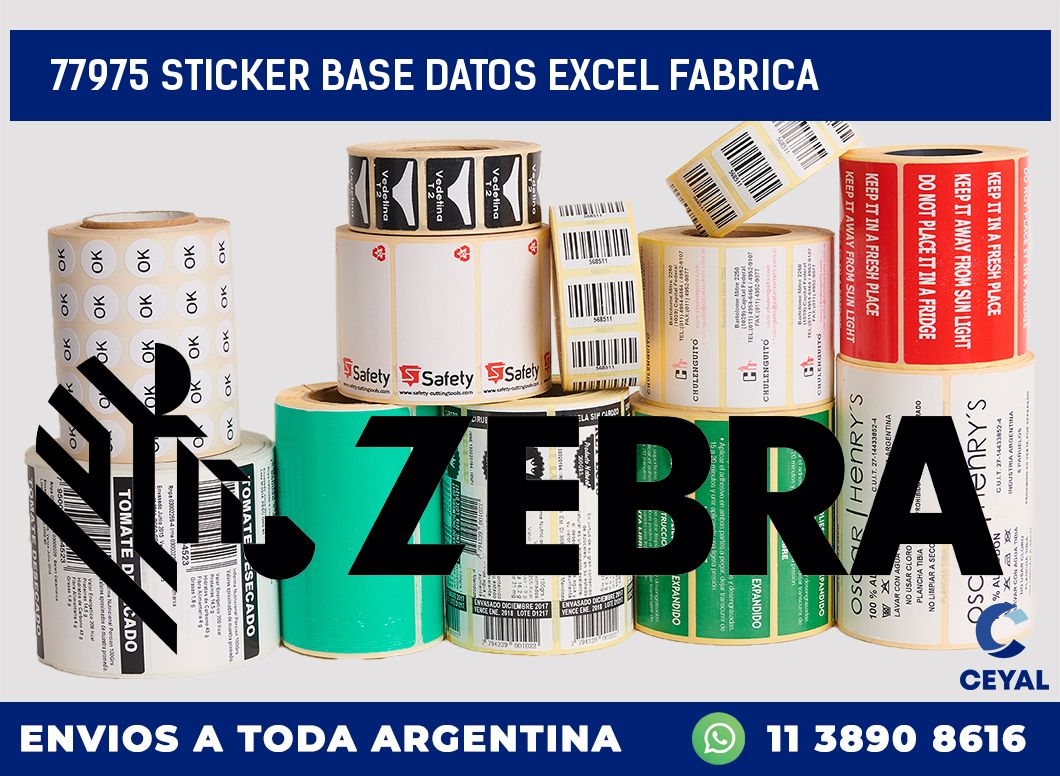 77975 sticker base datos excel fabrica