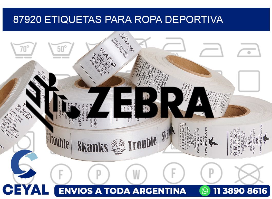 87920 ETIQUETAS PARA ROPA DEPORTIVA