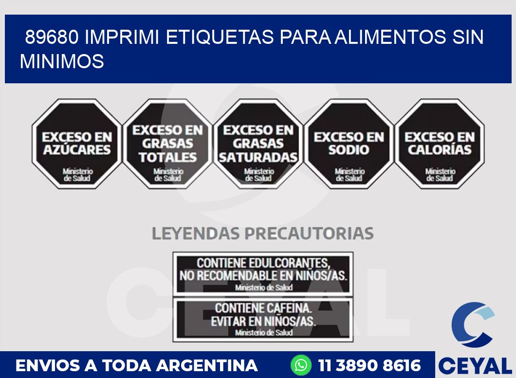 89680 IMPRIMI ETIQUETAS PARA ALIMENTOS SIN MINIMOS
