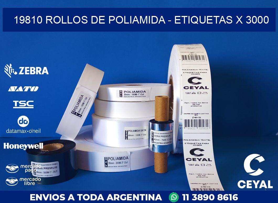 19810 ROLLOS DE POLIAMIDA - ETIQUETAS X 3000