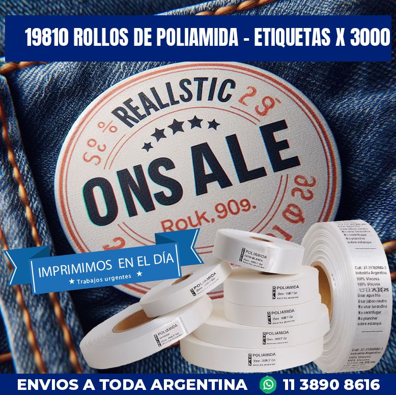 19810 ROLLOS DE POLIAMIDA – ETIQUETAS X 3000