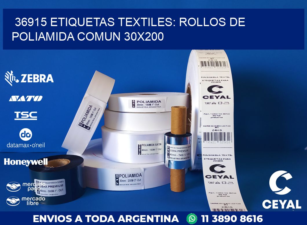 36915 ETIQUETAS TEXTILES: ROLLOS DE POLIAMIDA COMUN 30X200