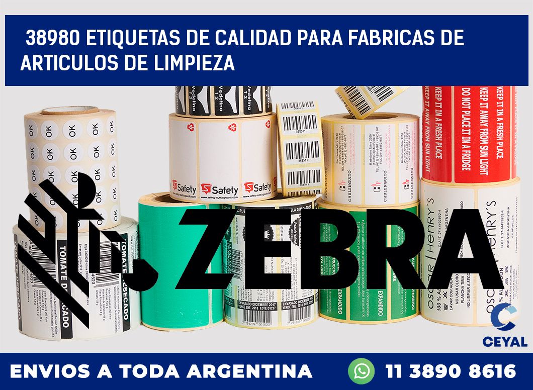 38980 ETIQUETAS DE CALIDAD PARA FABRICAS DE ARTICULOS DE LIMPIEZA