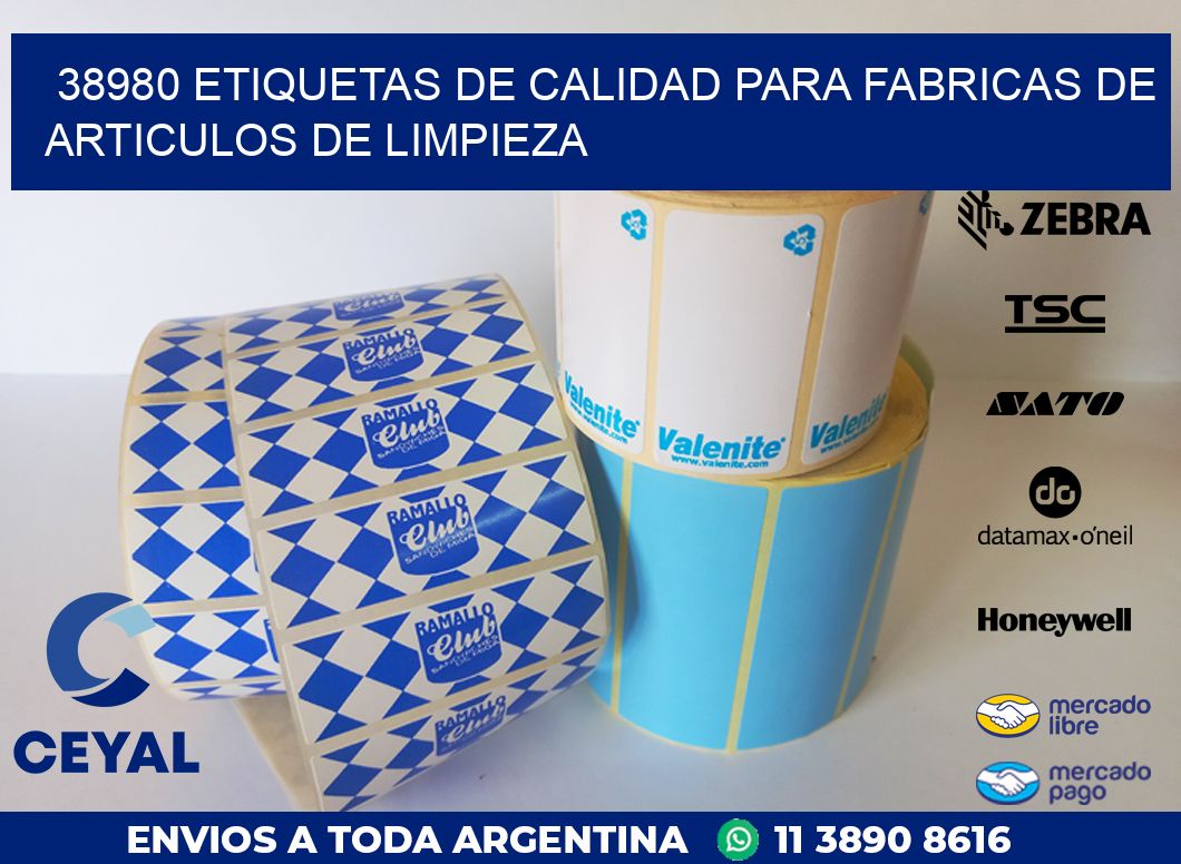 38980 ETIQUETAS DE CALIDAD PARA FABRICAS DE ARTICULOS DE LIMPIEZA