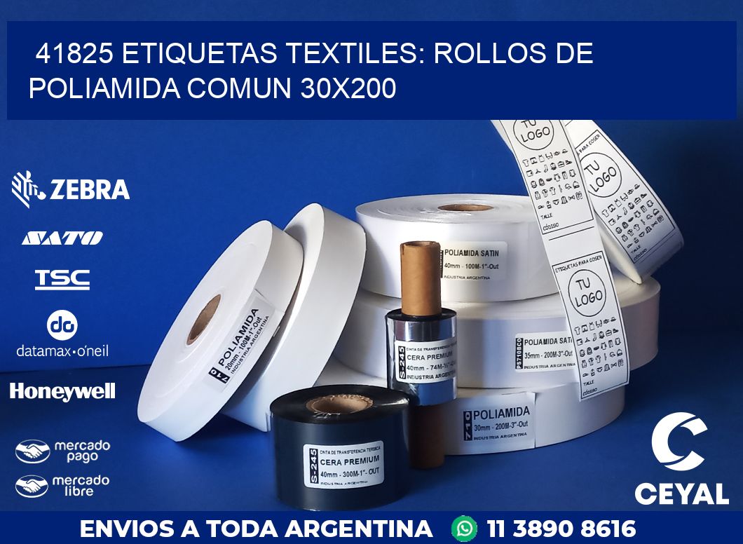 41825 ETIQUETAS TEXTILES: ROLLOS DE POLIAMIDA COMUN 30X200