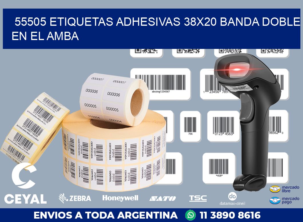 55505 ETIQUETAS ADHESIVAS 38X20 BANDA DOBLE EN EL AMBA