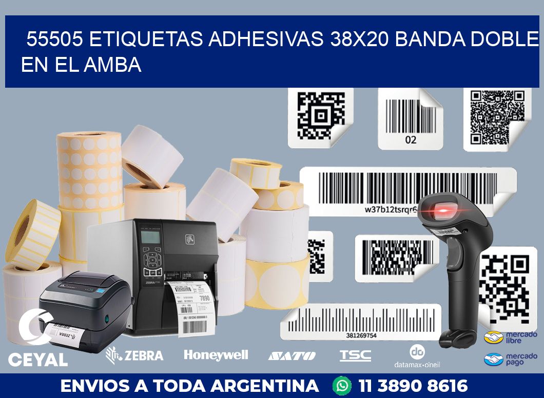 55505 ETIQUETAS ADHESIVAS 38X20 BANDA DOBLE EN EL AMBA