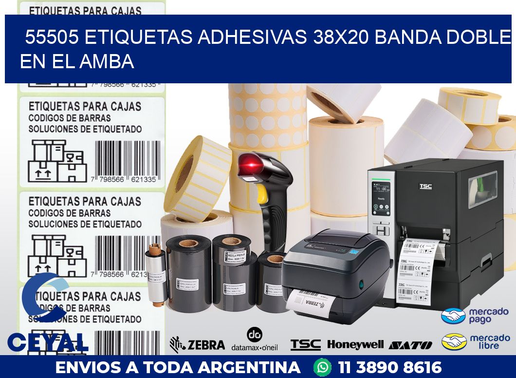 55505 ETIQUETAS ADHESIVAS 38X20 BANDA DOBLE EN EL AMBA