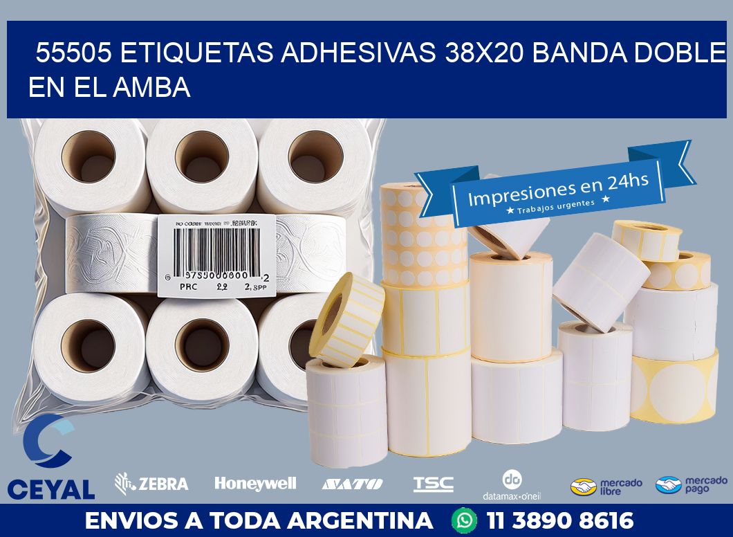 55505 ETIQUETAS ADHESIVAS 38X20 BANDA DOBLE EN EL AMBA