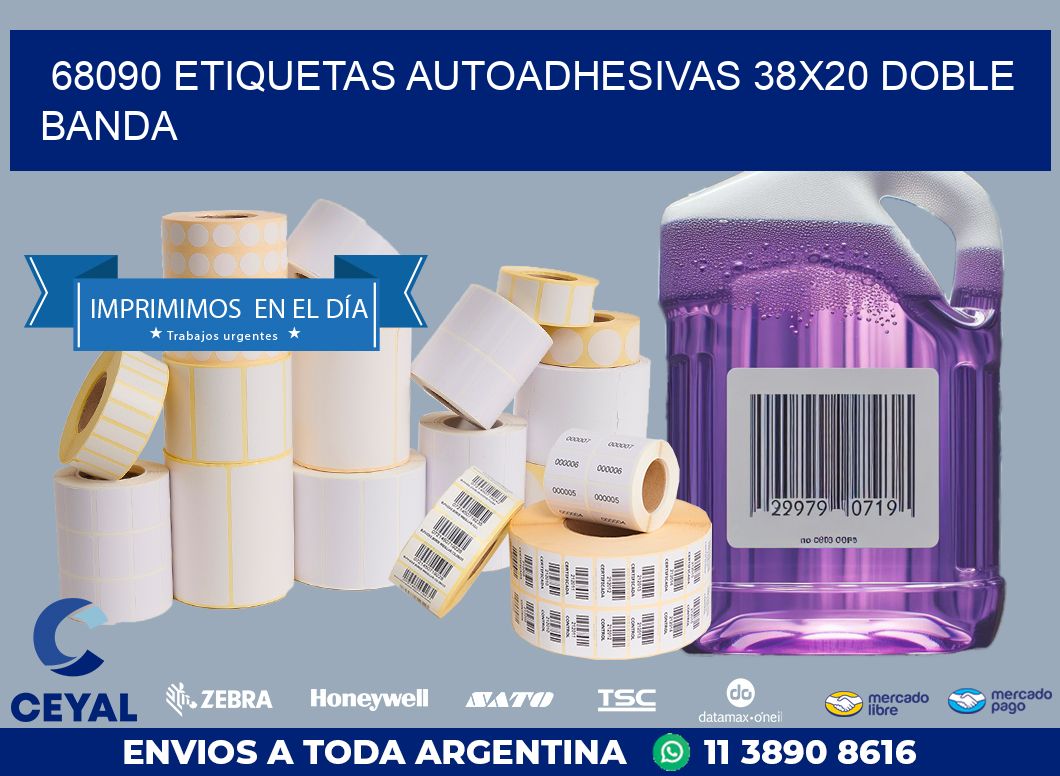 68090 ETIQUETAS AUTOADHESIVAS 38X20 DOBLE BANDA