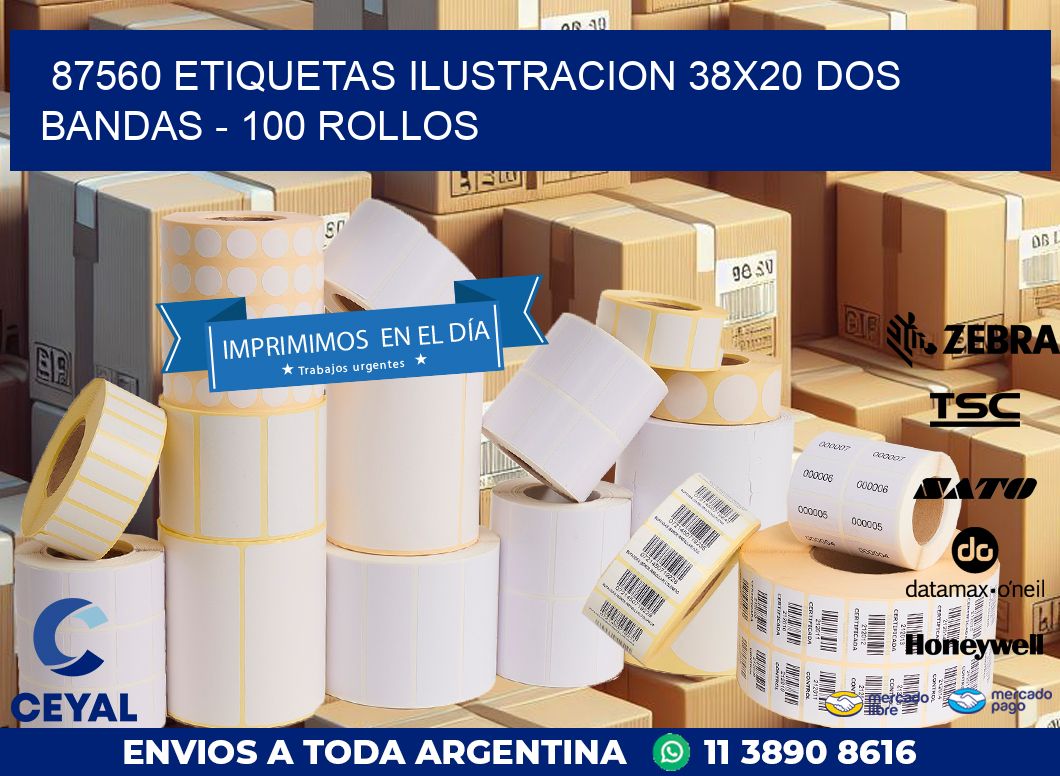 87560 ETIQUETAS ILUSTRACION 38X20 DOS BANDAS – 100 ROLLOS