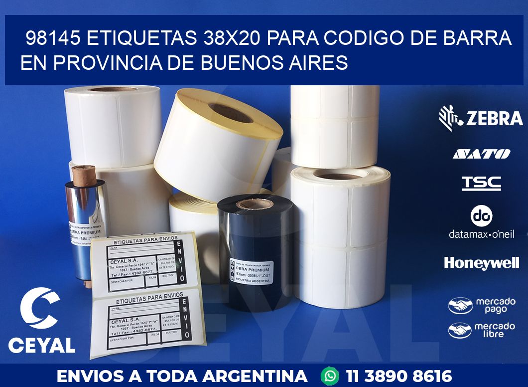98145 ETIQUETAS 38X20 PARA CODIGO DE BARRA EN PROVINCIA DE BUENOS AIRES