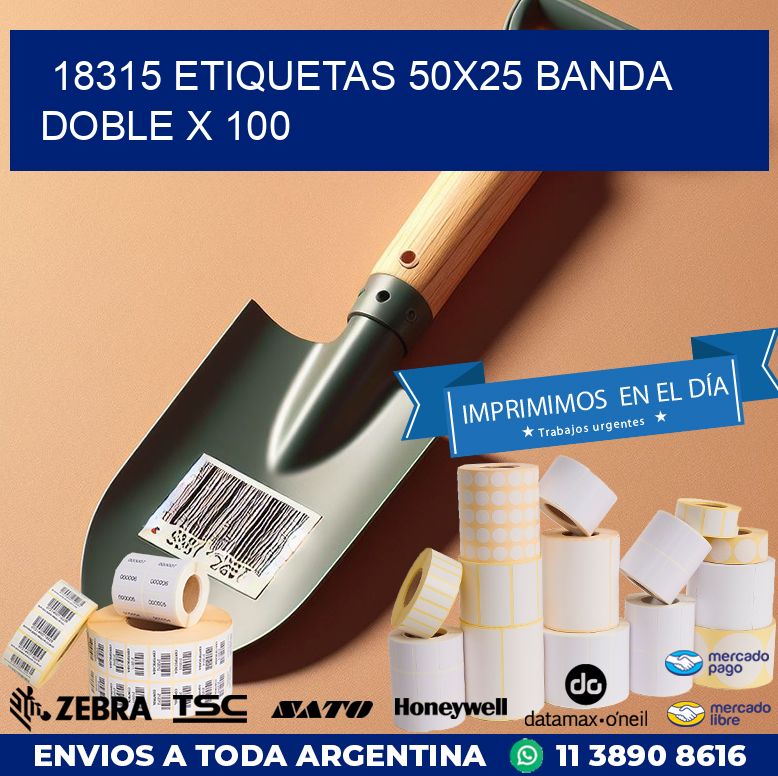 18315 ETIQUETAS 50X25 BANDA DOBLE X 100