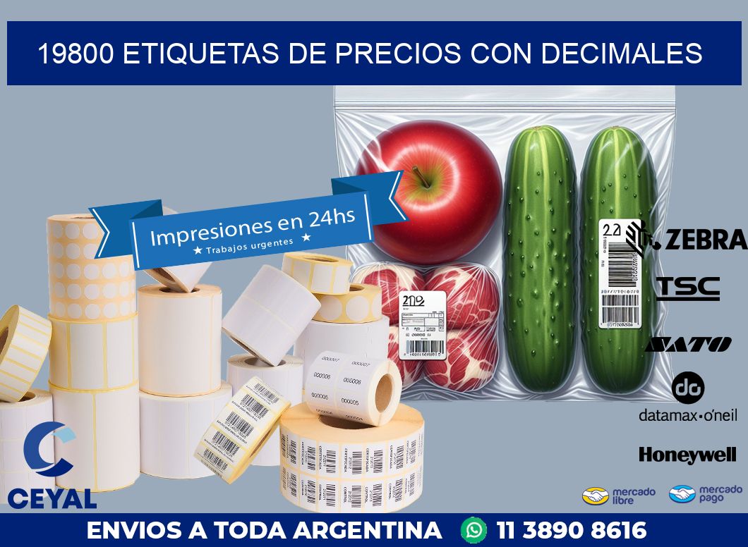 19800 ETIQUETAS DE PRECIOS CON DECIMALES