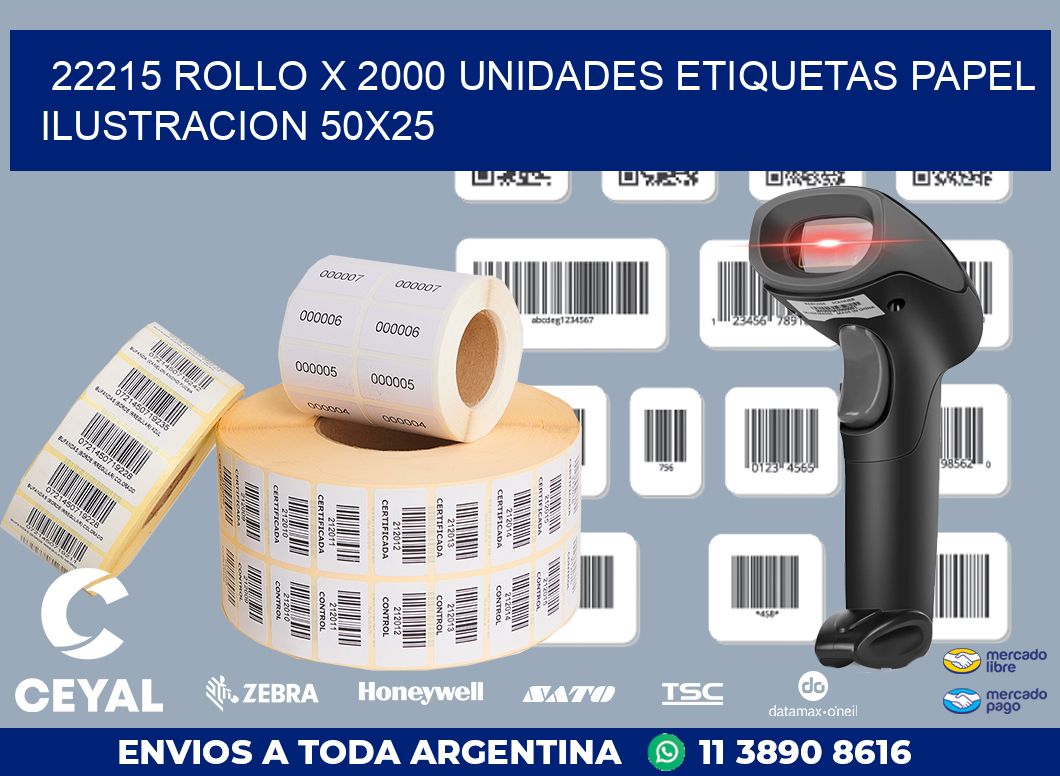 22215 ROLLO X 2000 UNIDADES ETIQUETAS PAPEL ILUSTRACION 50X25