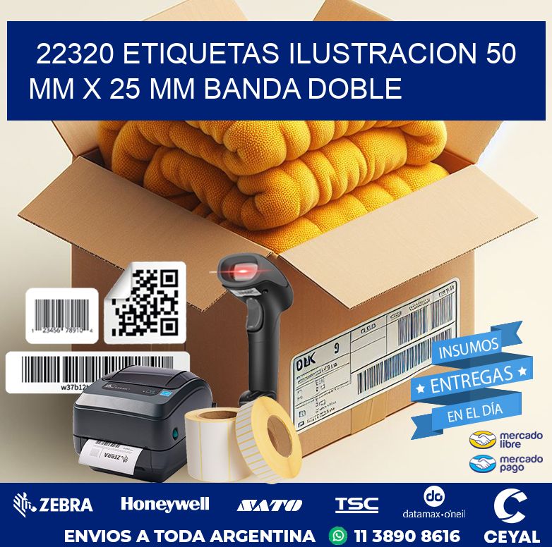 22320 ETIQUETAS ILUSTRACION 50 MM X 25 MM BANDA DOBLE