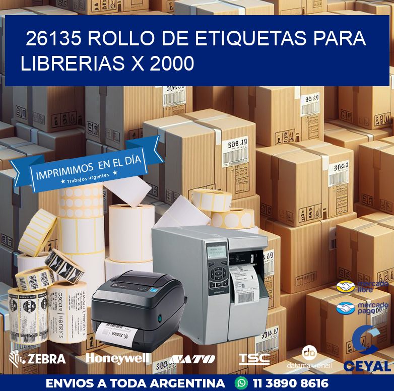 26135 ROLLO DE ETIQUETAS PARA LIBRERIAS X 2000