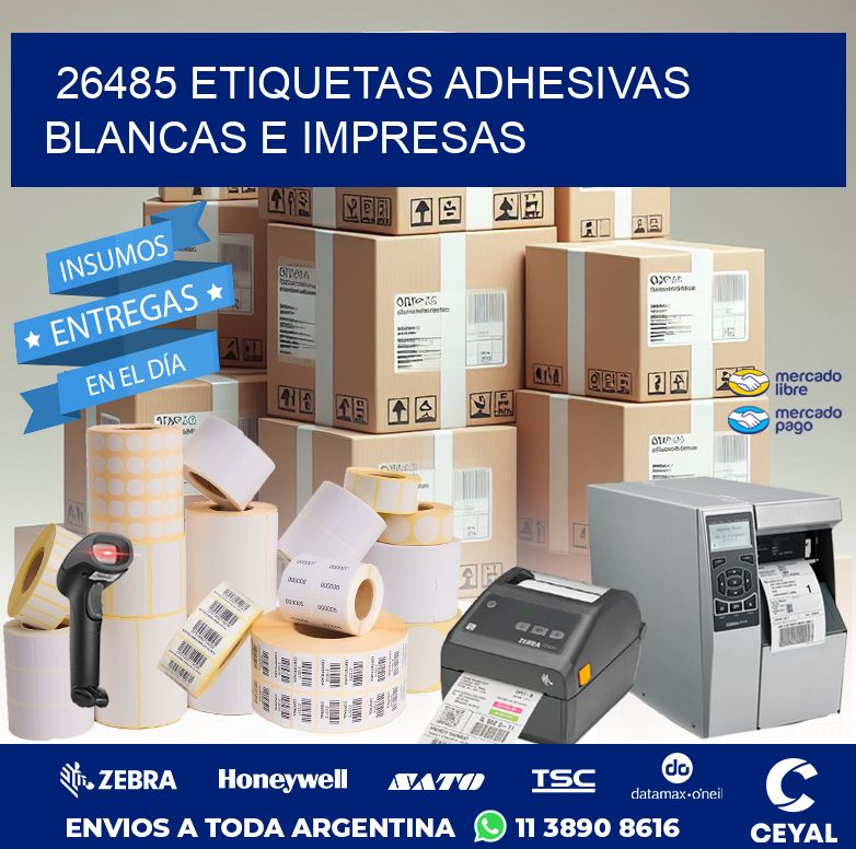 26485 ETIQUETAS ADHESIVAS BLANCAS E IMPRESAS
