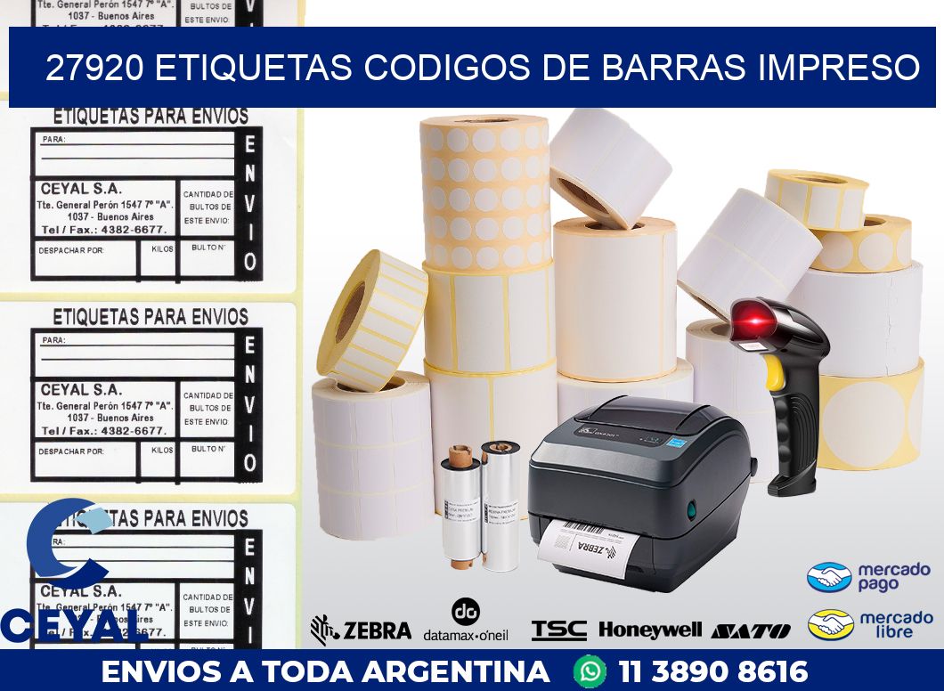 27920 ETIQUETAS CODIGOS DE BARRAS IMPRESO