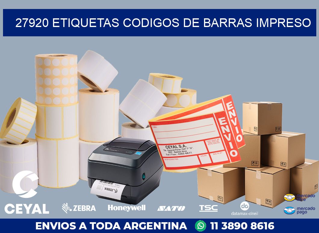 27920 ETIQUETAS CODIGOS DE BARRAS IMPRESO